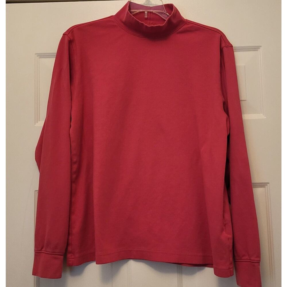 Lands' End Women Mock Neck T Shirt Long Sleeve Top PINK Size XL (18-20)